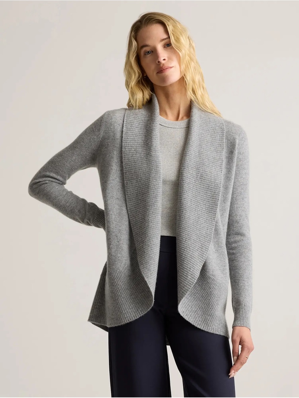 Quince Mongolian Cashmere Open Cardigan Sweater